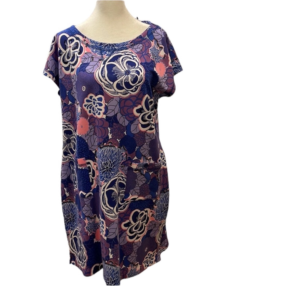 Talbots s/s cotton knit floral print dress. PL. NWT